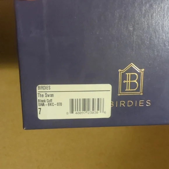 Birdies Swan Black Cuff Black and Cream Patterned Mules Size 7 - Picture 4 of 4